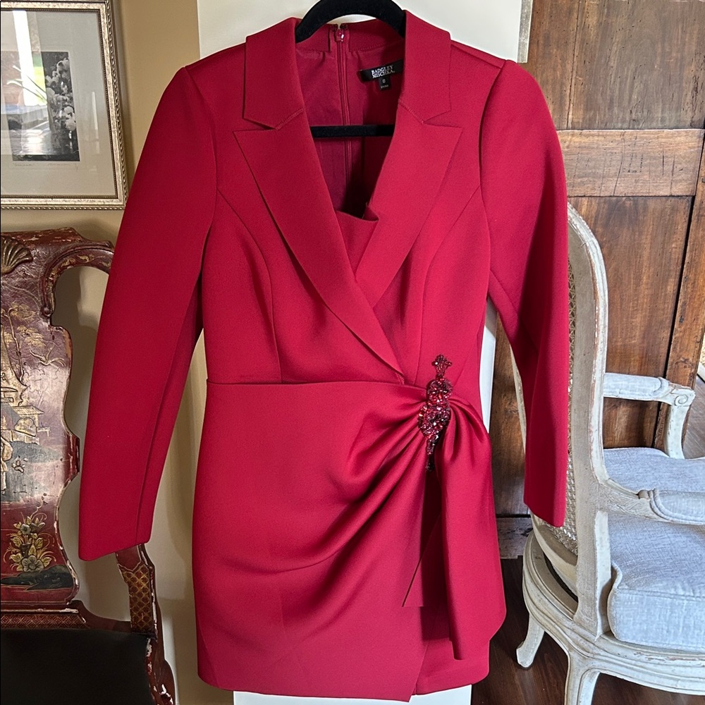 Badgley Mischka Red Blazer Dress with Embellished Detail. Worn once to an event.